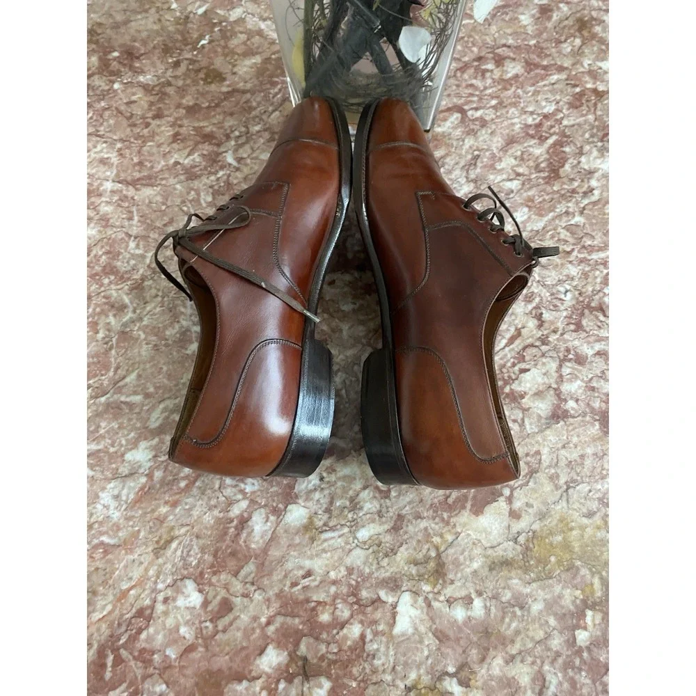 Salvatore Ferragamo Brown Leather Cap Toe Oxford Men's Dress Shoes 10.5 2E, $795